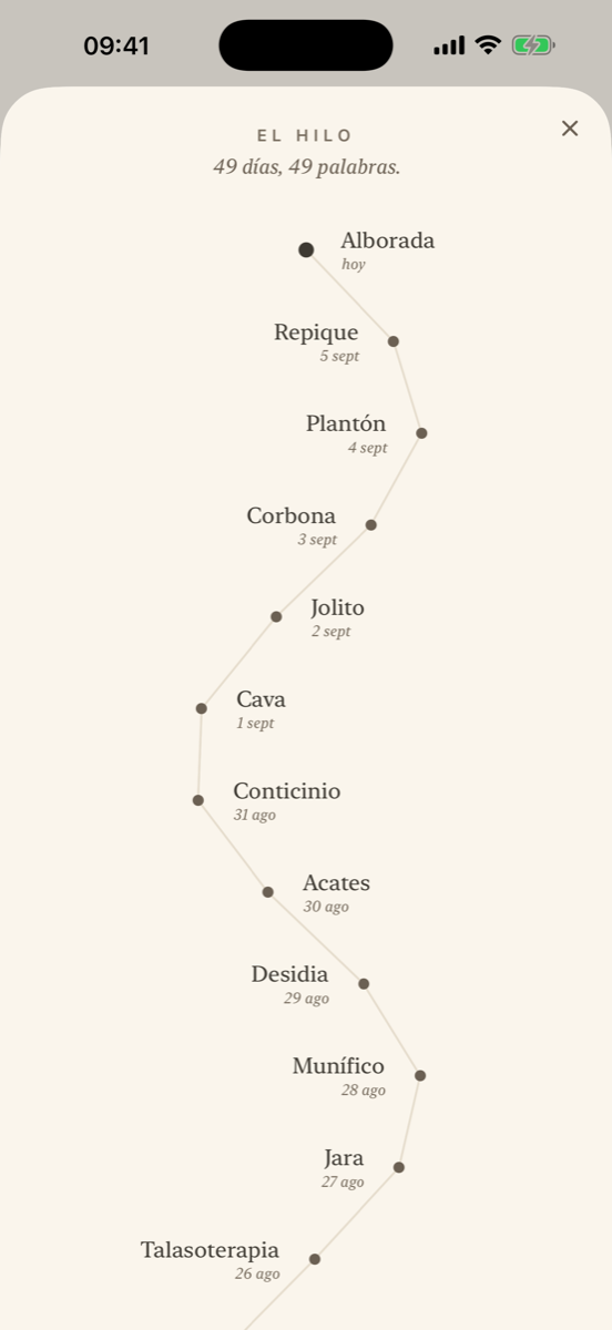 El hilo: tu recorrido de palabras como una constelación